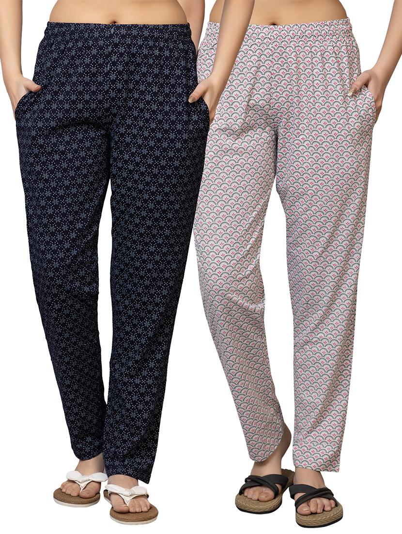 women pack of 2 printed mid rise lounge wear pajama - 21866549 - Zoom Image - 0