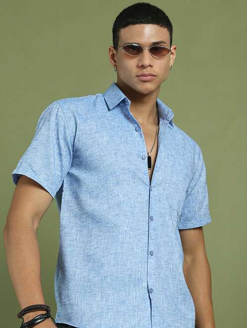 men solid short sleeve regular fit casual shirt - 21866598 - Standard Image - 0