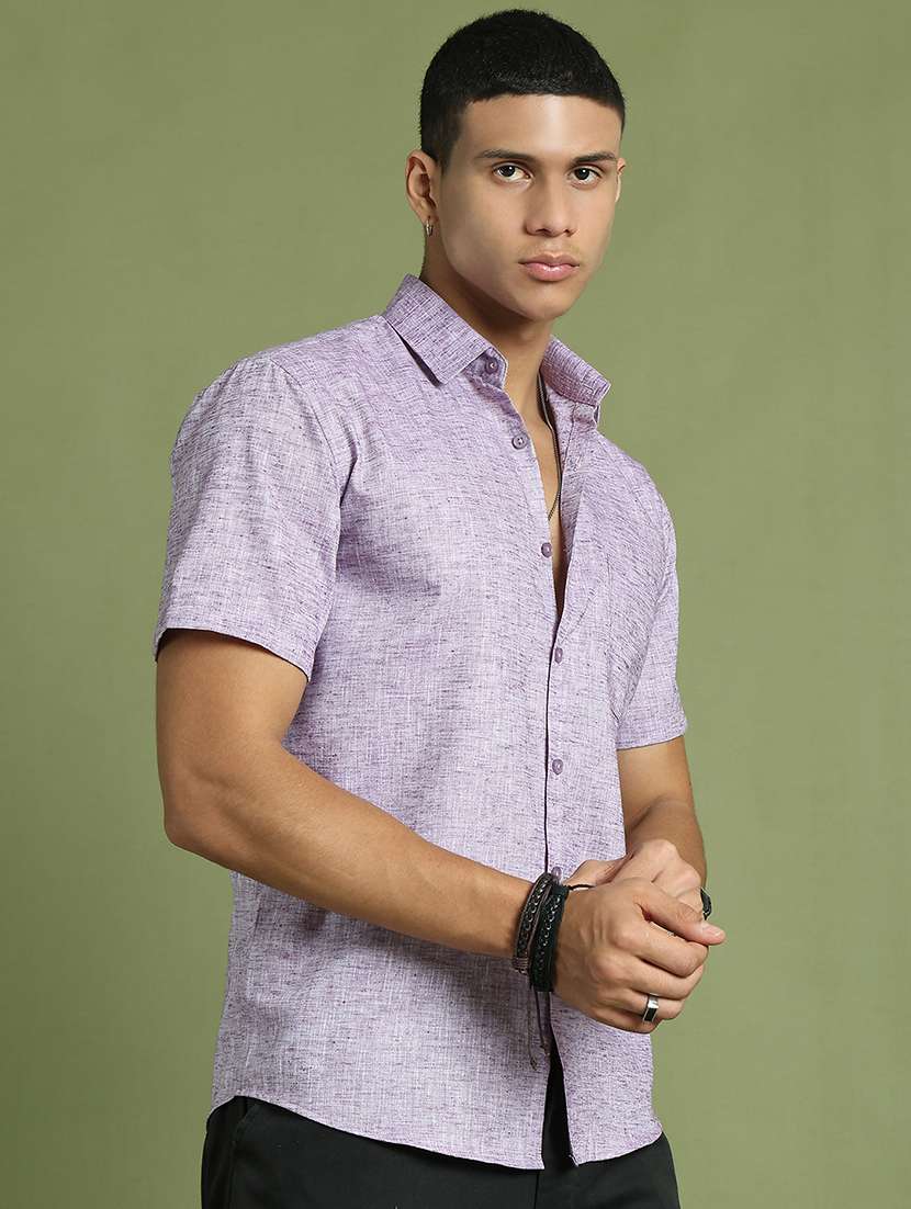men solid short sleeve regular fit casual shirt  - 21866599 -  Standard Image - 1