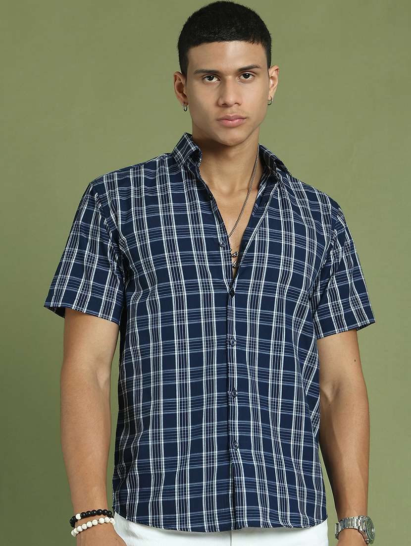 men checked short sleeve regular fit casual shirt  - 21866601 -  Standard Image - 1