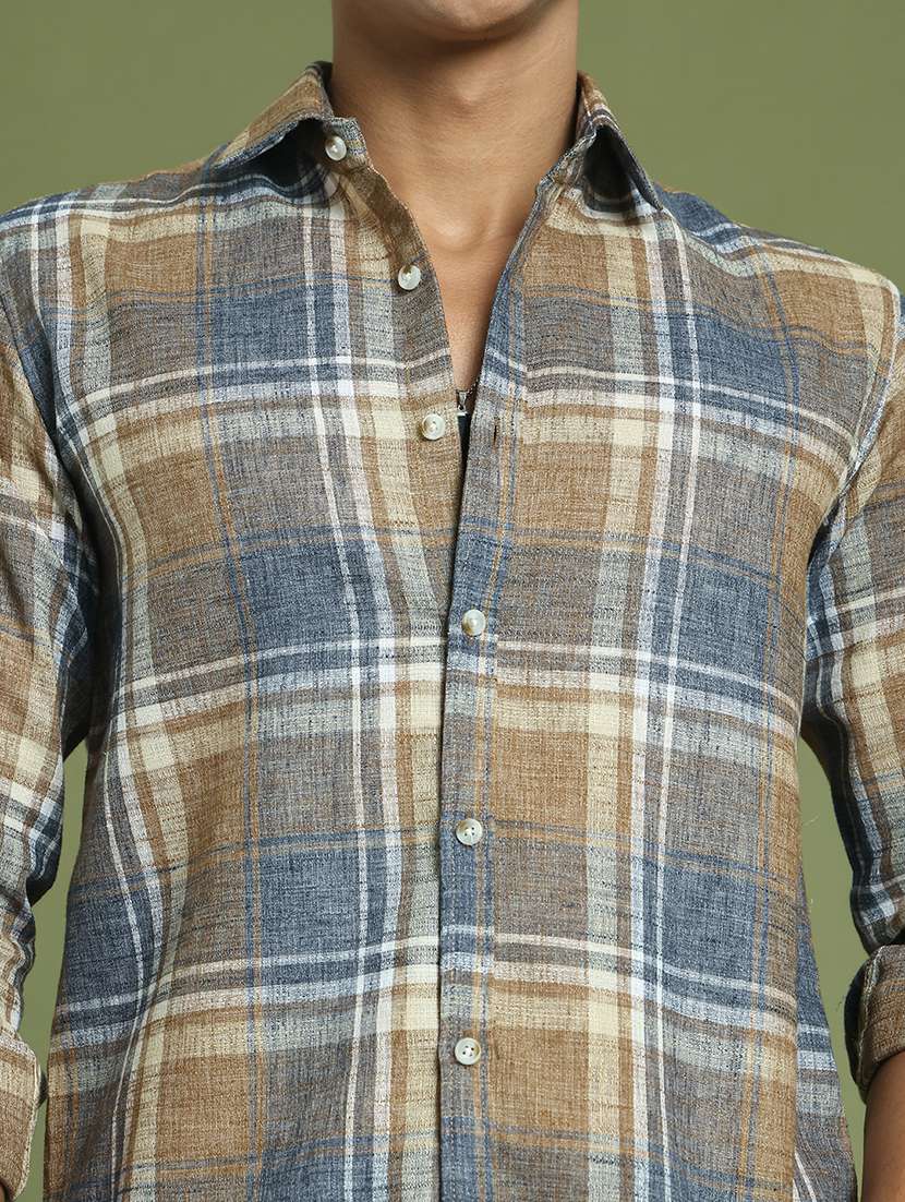 men checked long sleeve regular fit casual shirt  - 21866612 -  Standard Image - 4