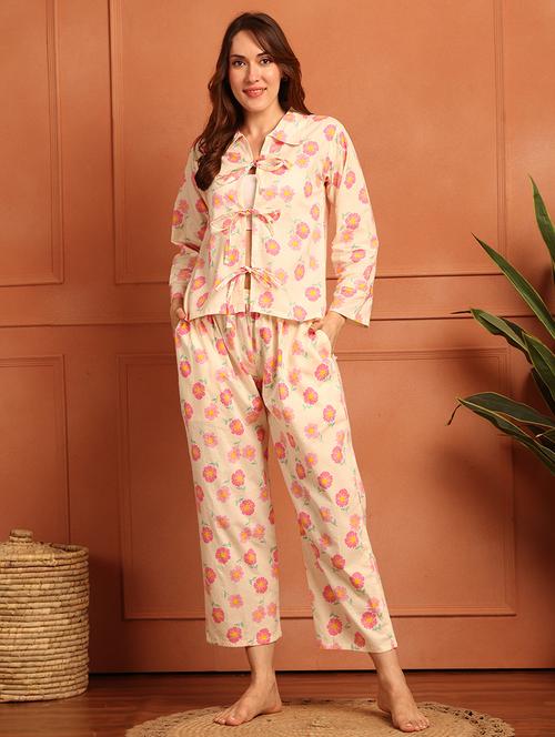 women printed nightwear pyjama set - 21866632 - Standard Image - 0