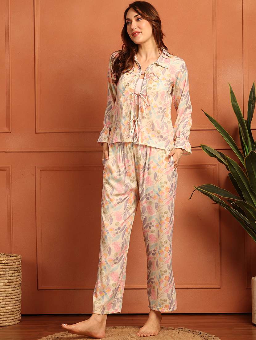 women printed nightwear pyjama set - 21866634 - Standard Image - 1