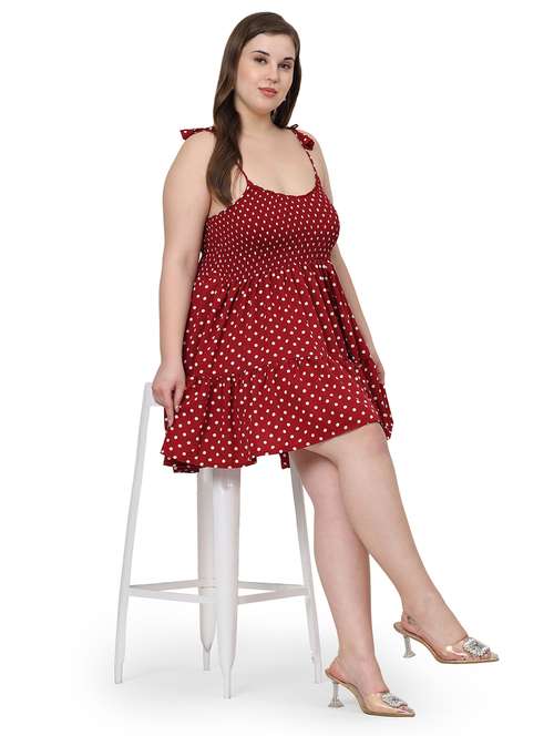 women plus size polka doted shoulder strap dress - 21866638 - Standard Image - 0
