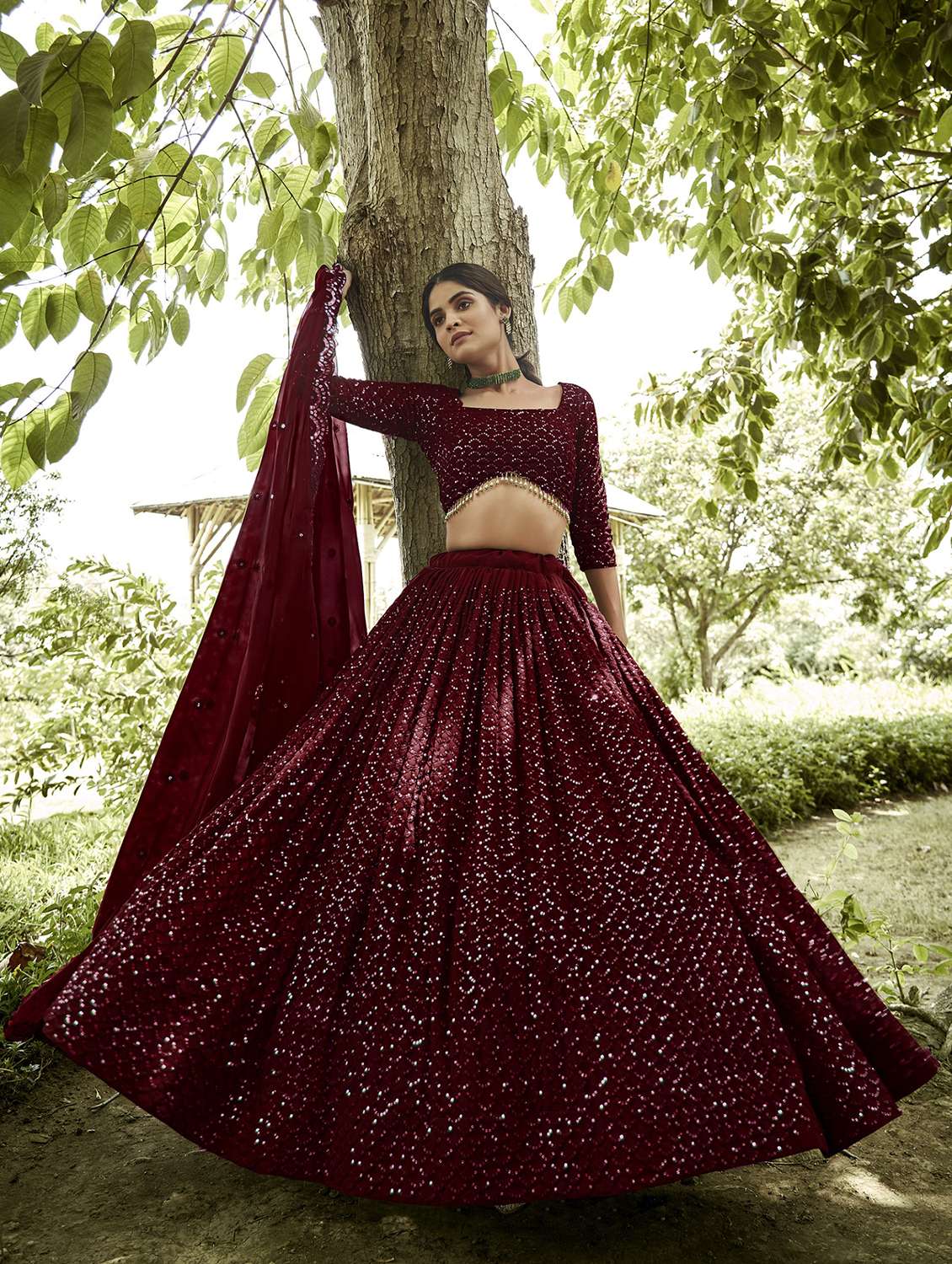 women flared semi stitched lehenga choli with dupatta set - 21867335 -  Standard Image - 1