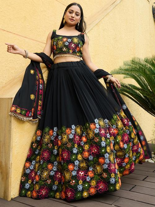 women flared semi stitched lehenga choli with dupatta set - 21867344 - Standard Image - 0