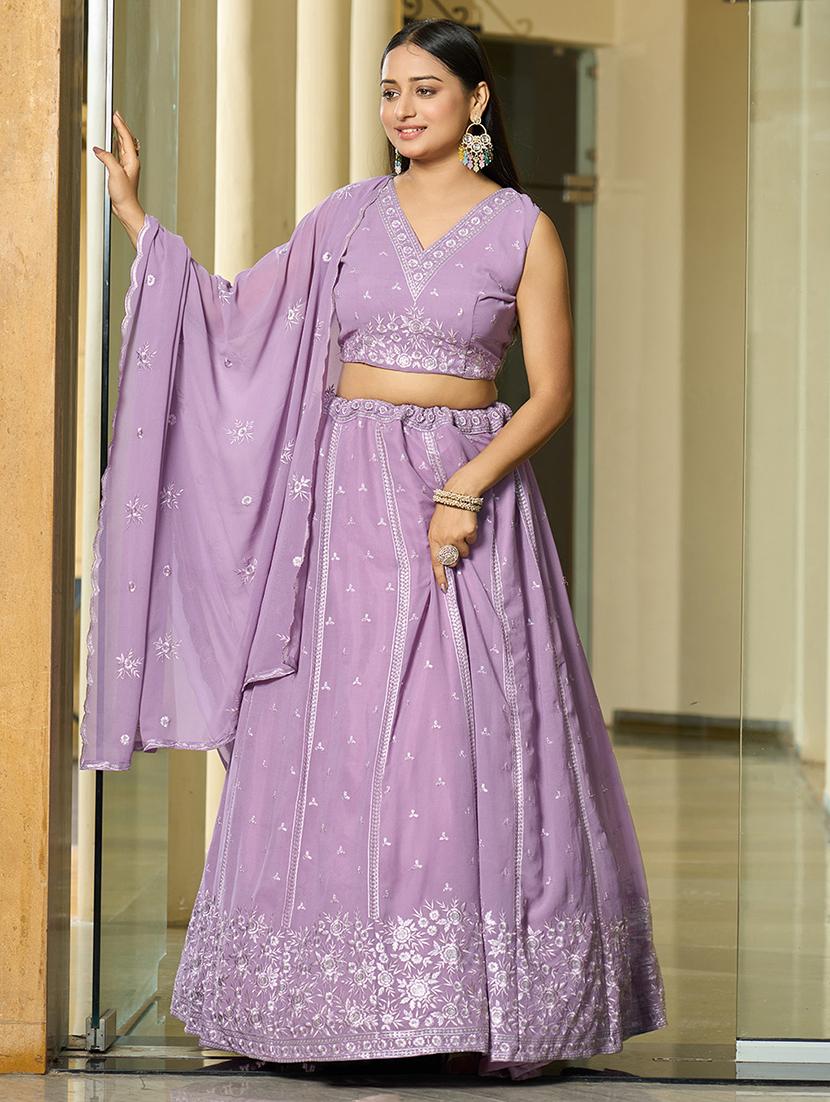 women flared semi stitched lehenga choli with dupatta set - 21867346 -  Zoom Image - 0