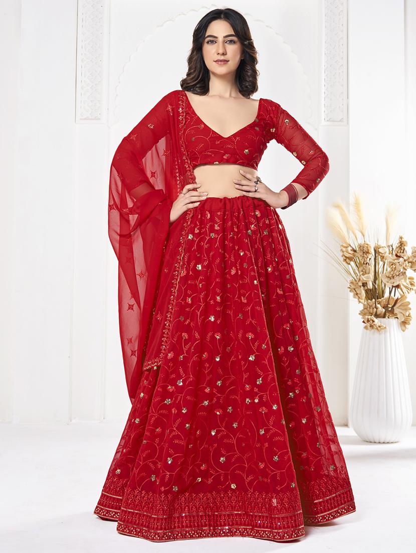 women flared semi stitched lehenga choli with dupatta set - 21867347 -  Zoom Image - 0
