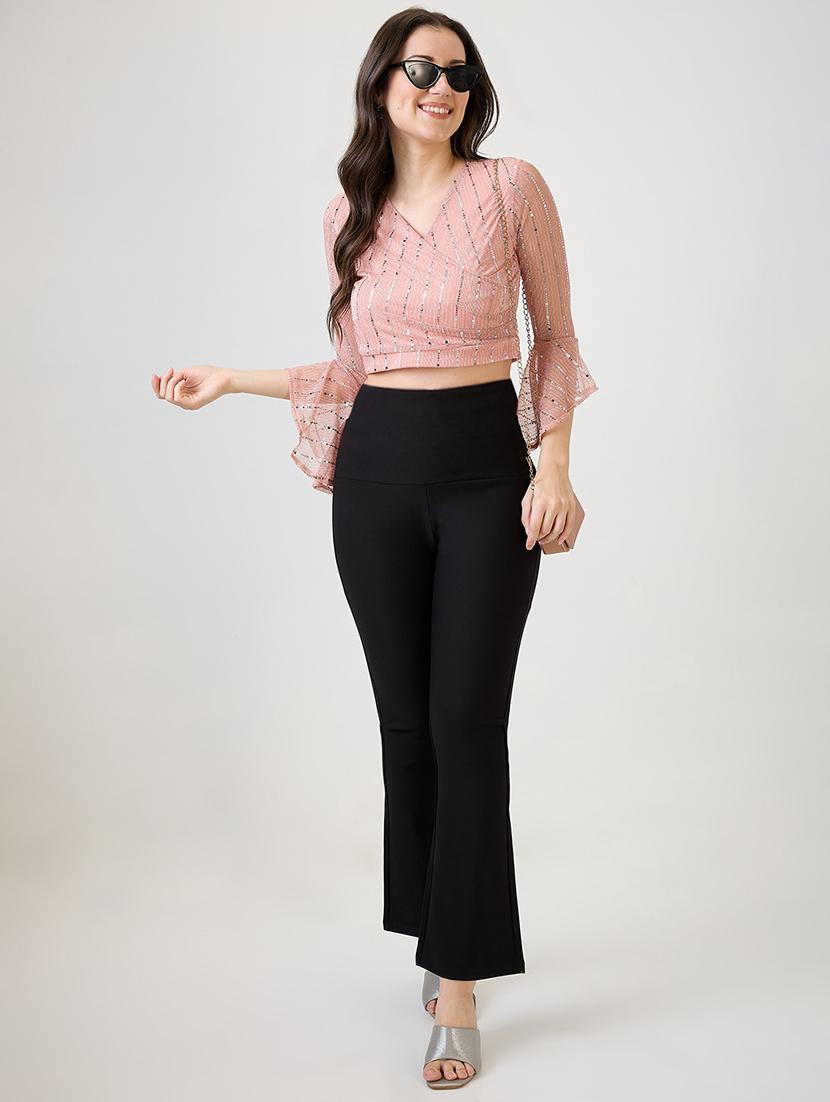 women embellished bell sleeves crop top - 21869834 - Standard Image - 4