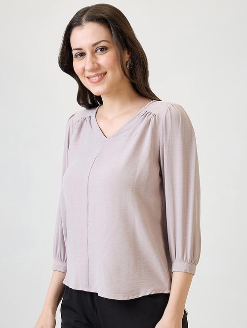 women solid puff sleeves regular top - 21869836 -  Standard Image - 0