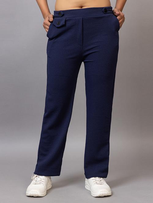 women solid mid rise straight trouser - 21869855 -  Standard Image - 0