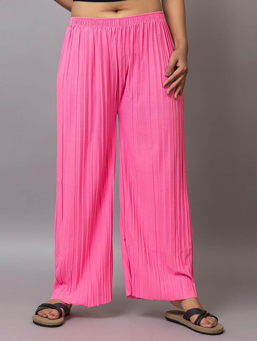 women solid mid rise straight palazzo - 21870834 -  Zoom Image - 0
