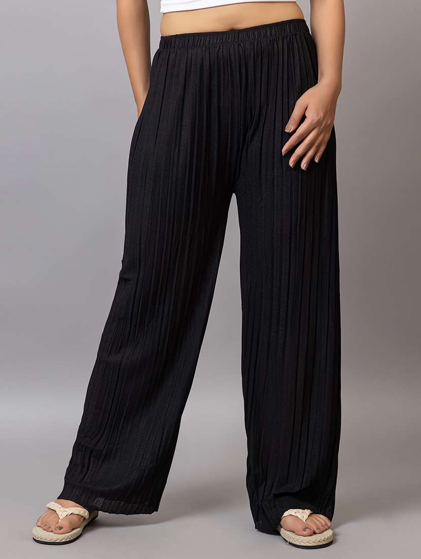 women solid mid rise straight palazzo - 21870838 -  Zoom Image - 0
