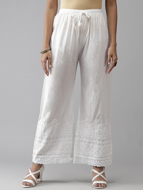 women embroidered hem flared palazzo - 21870840 -  Standard Image - 0