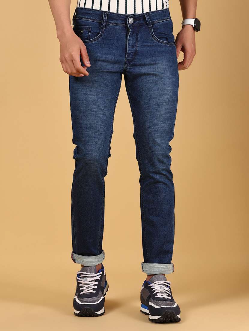 men solid mid rise slim fit jean