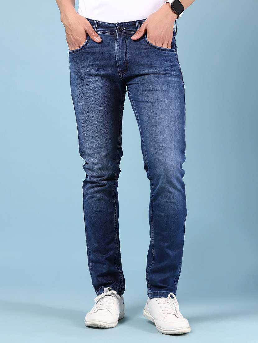 men solid mid rise slim fit jean