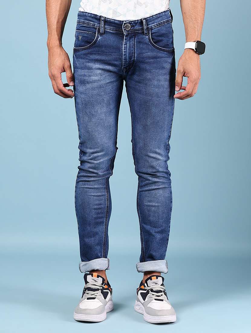 men solid mid rise skinny fit jean