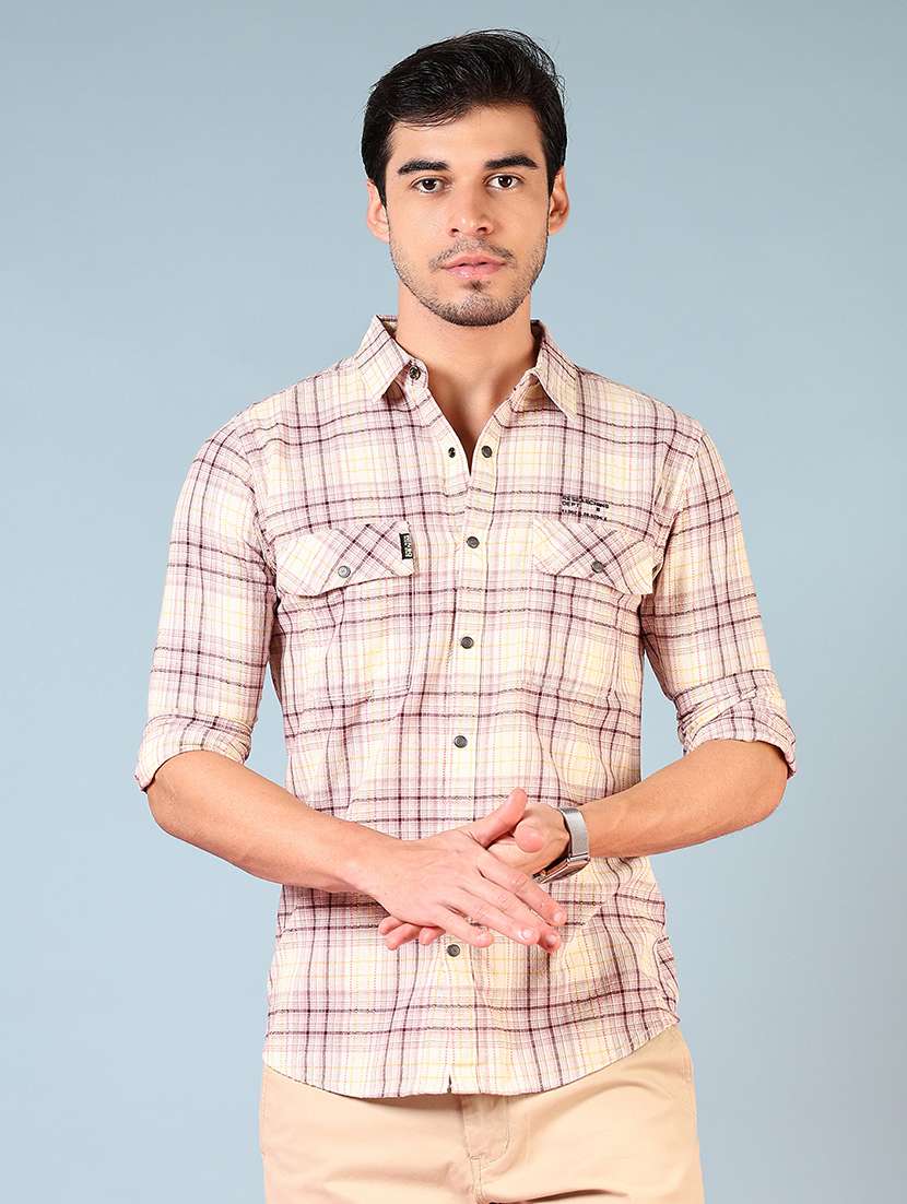men checkered long sleeve regular fit casual shirt - 21871827 -  Standard Image - 1