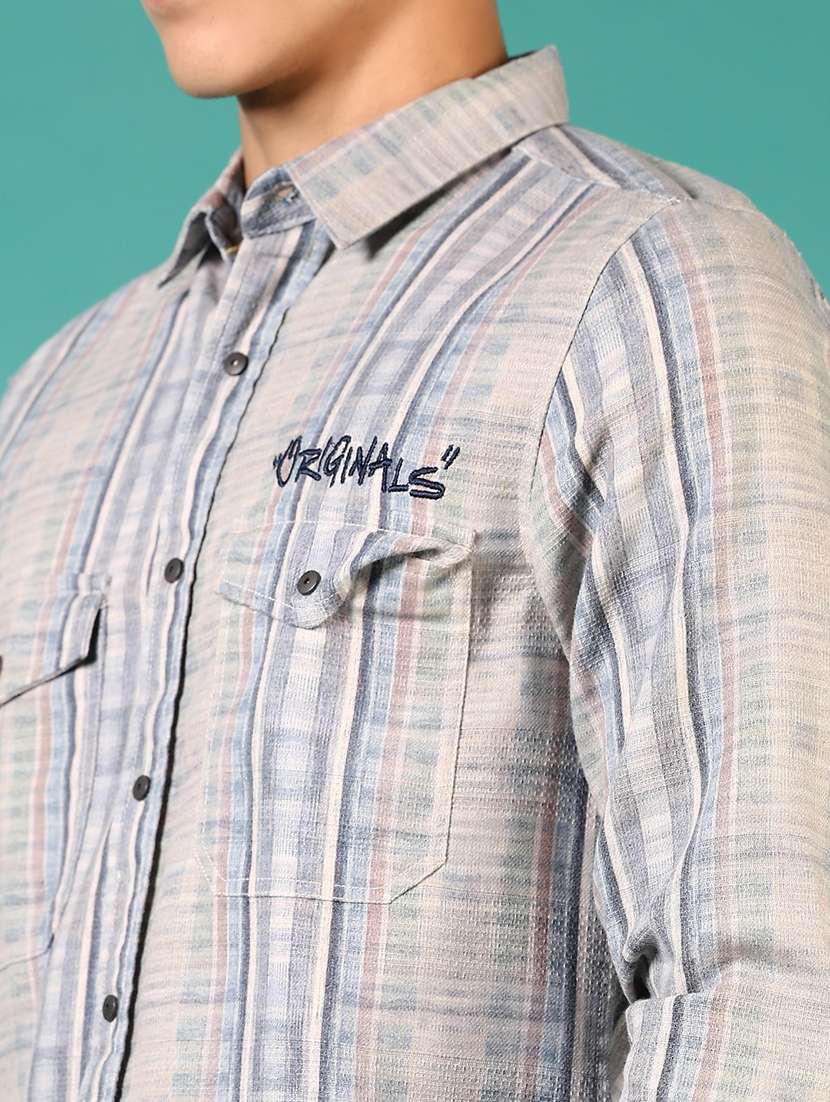 men striped long sleeve regualr fit casual shirt - 21871842 -  Standard Image - 4