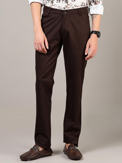 men solid md rise flat front casual chinos - 21871850 - Standard Image - 0