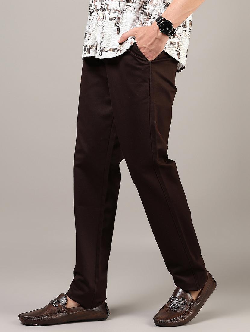 men solid md rise flat front casual chinos - 21871850 - Standard Image - 1