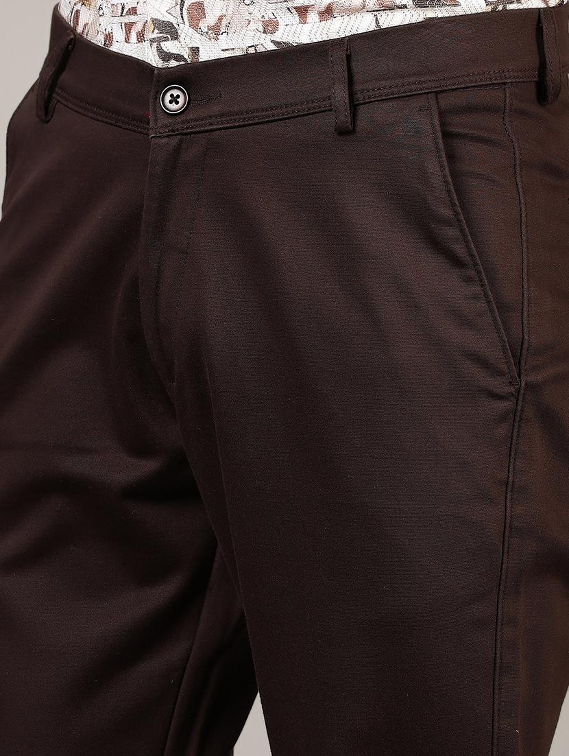 men solid md rise flat front casual chinos - 21871850 - Standard Image - 4