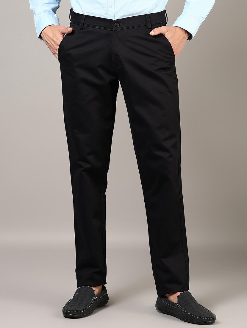 men solid md rise flat front casual chinos - 21871851 - Zoom Image - 0