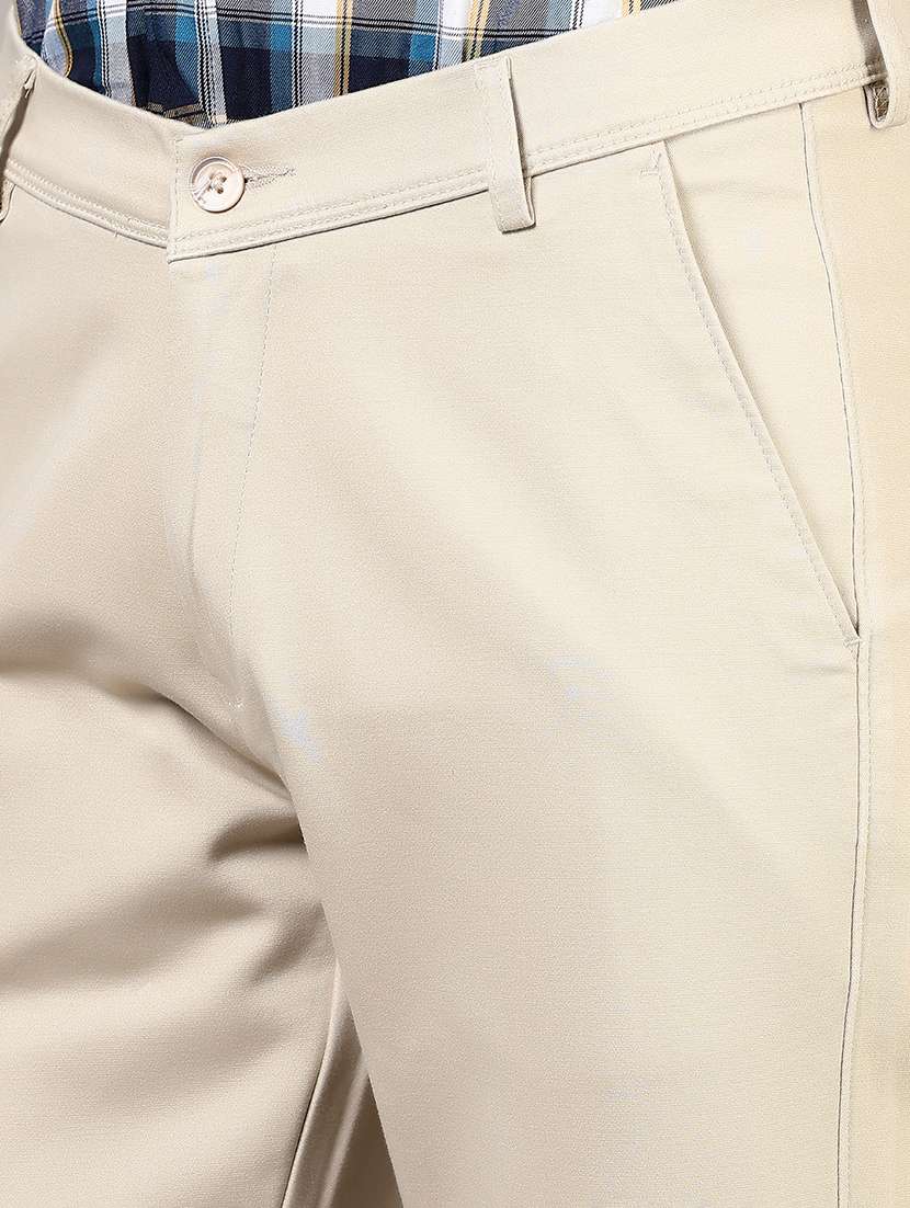 men solid md rise flat front casual chinos  - 21871852 -  Standard Image - 4