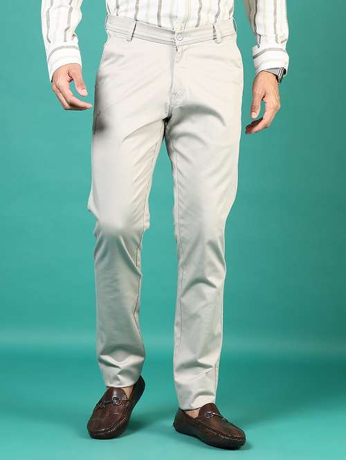 men solid md rise flat front casual chinos  - 21871853 -  Standard Image - 0