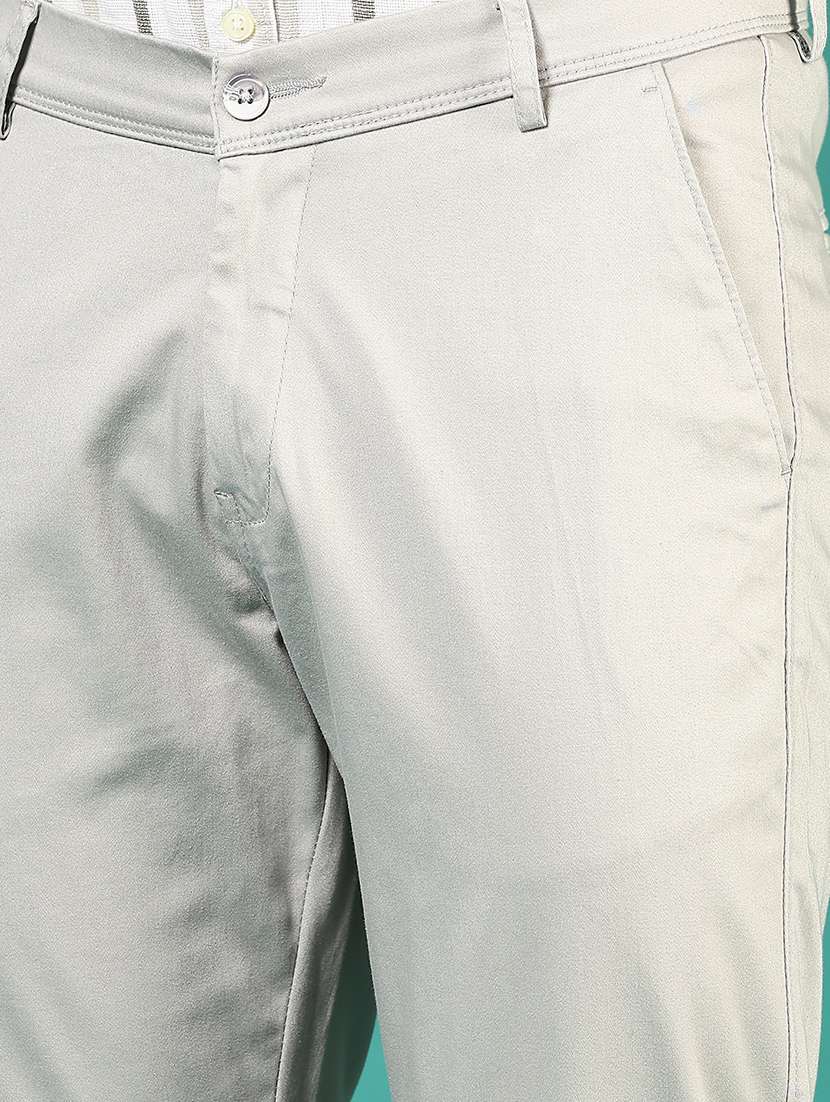 men solid md rise flat front casual chinos - 21871853 - Standard Image - 4