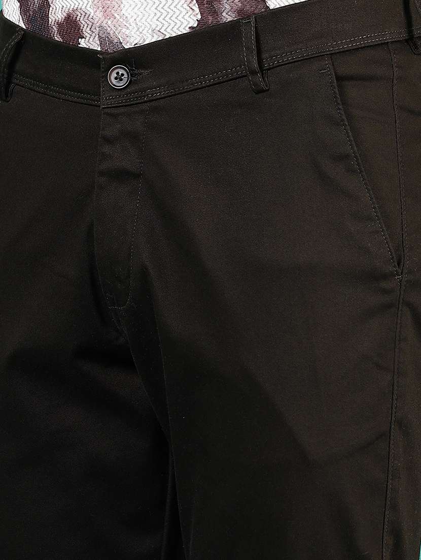 men solid md rise flat front casual chinos  - 21871854 -  Standard Image - 4