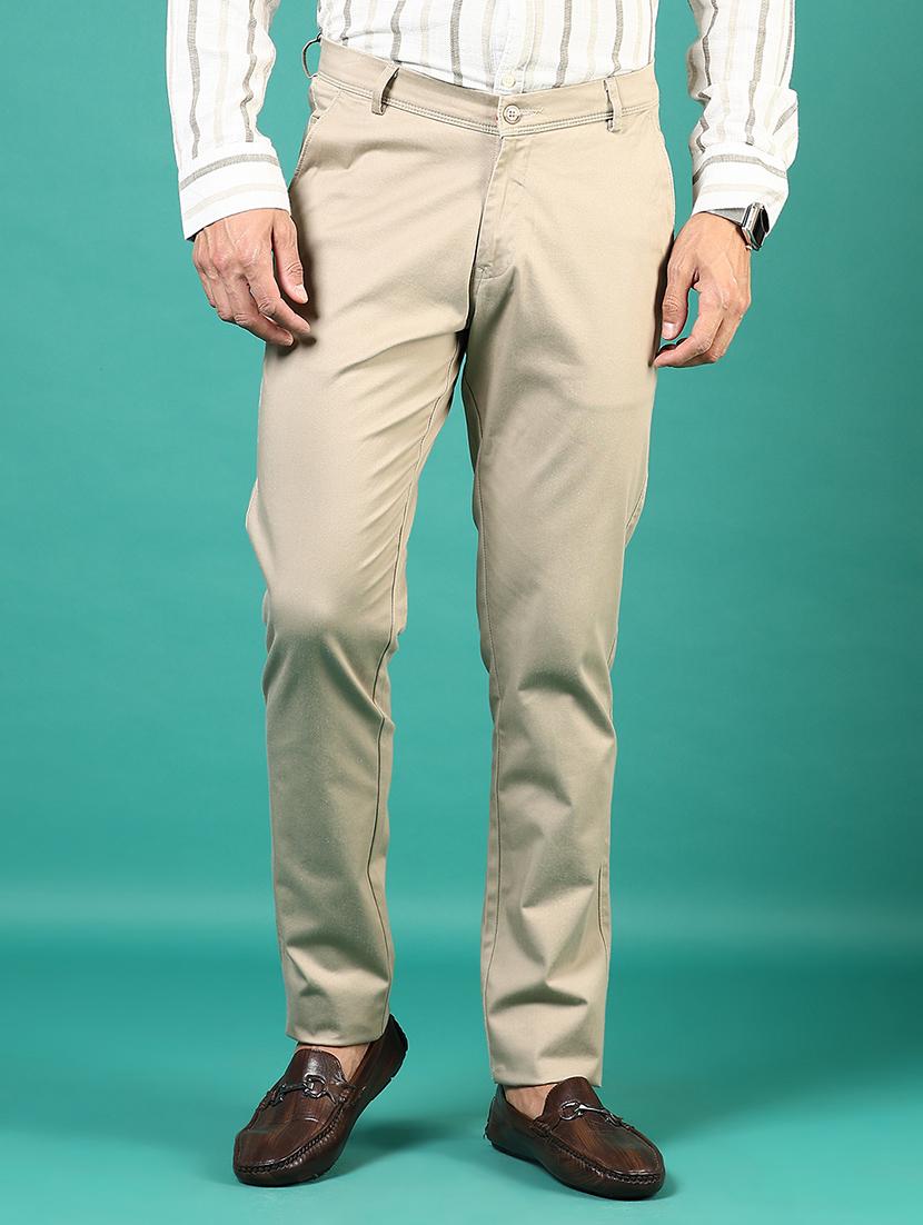 men solid md rise flat front casual chinos - 21871856 - Zoom Image - 0