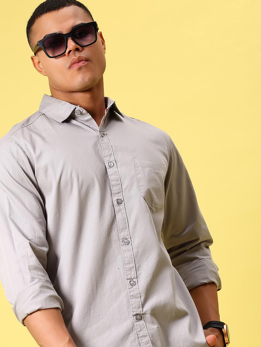 men solid long sleeve regular fit casual shirt - 21872073 - Zoom Image - 0