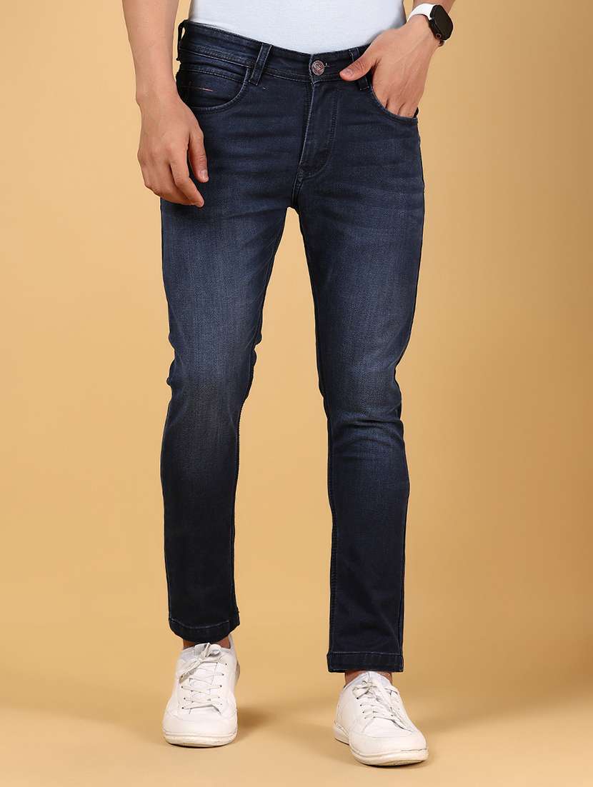 men solid mid rise slim fit jean