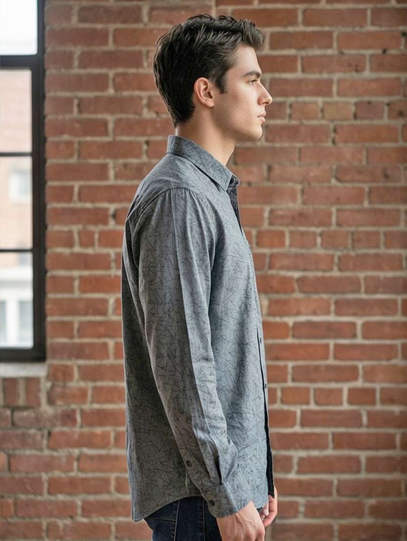 men printed long sleeve regular fit casual shirt - 21872131 -  Standard Image - 1