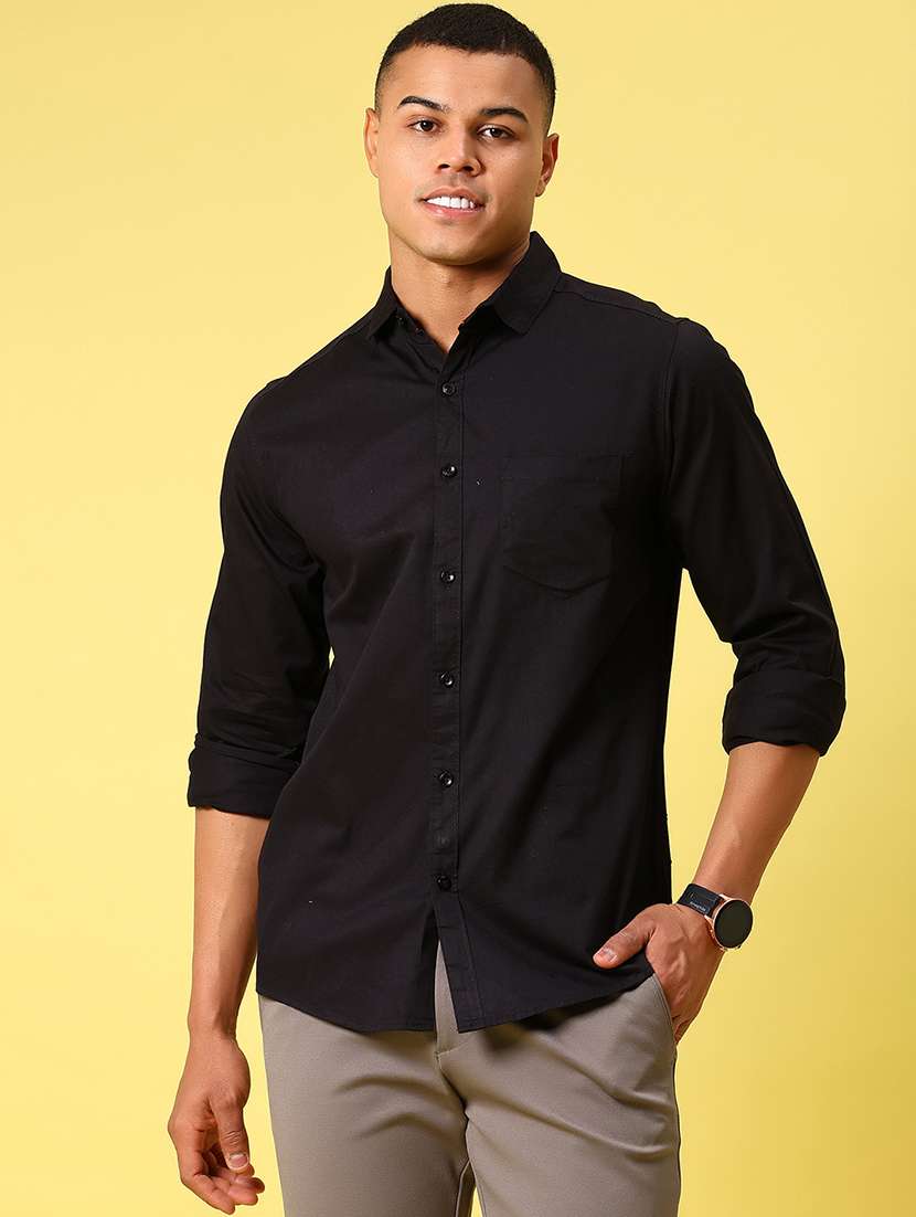 men solid long sleeve regular fit casual shirt - 21872193 -  Standard Image - 1