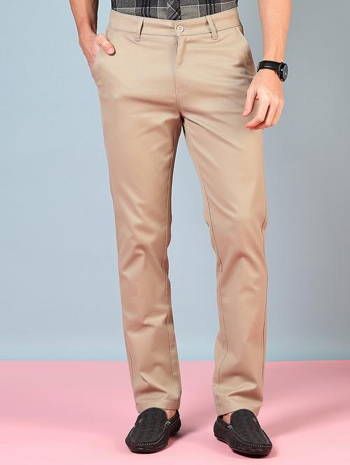 men solid md rise flat front casual chinos  - 21872221 -  Standard Image - 0