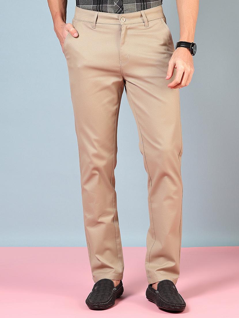 men solid md rise flat front casual chinos  - 21872221 -  Zoom Image - 0