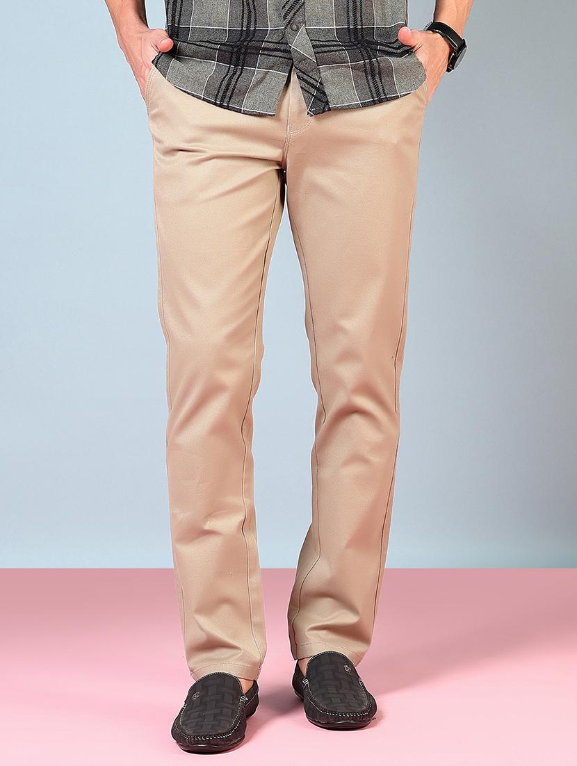 men solid md rise flat front casual chinos  - 21872221 -  Standard Image - 1