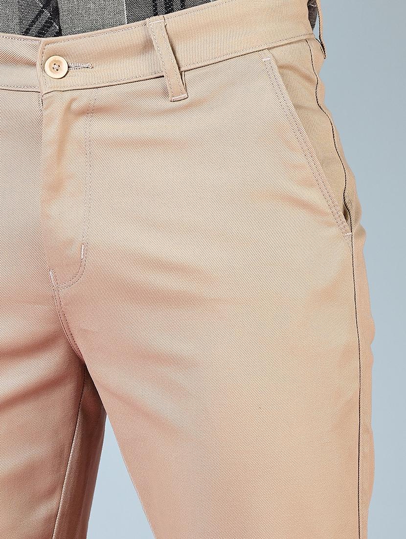 men solid md rise flat front casual chinos - 21872221 - Standard Image - 4