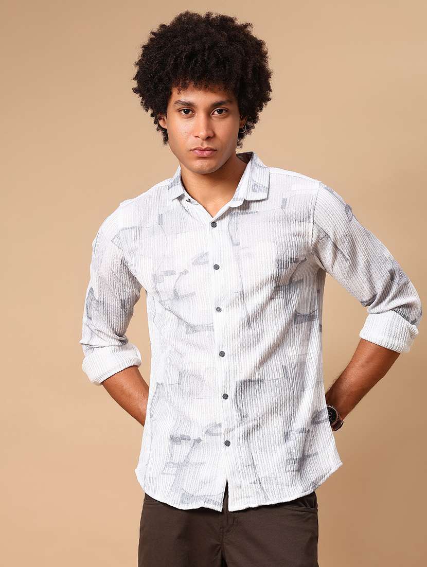 men printed long sleeve regular fit casual shirt - 21872257 -  Standard Image - 1