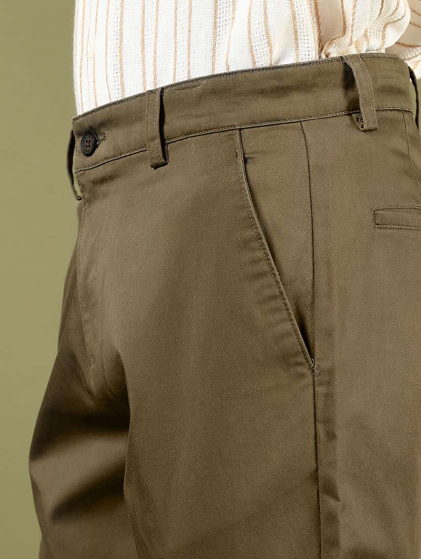 men solid md rise flat front casual chinos  - 21872272 -  Standard Image - 4