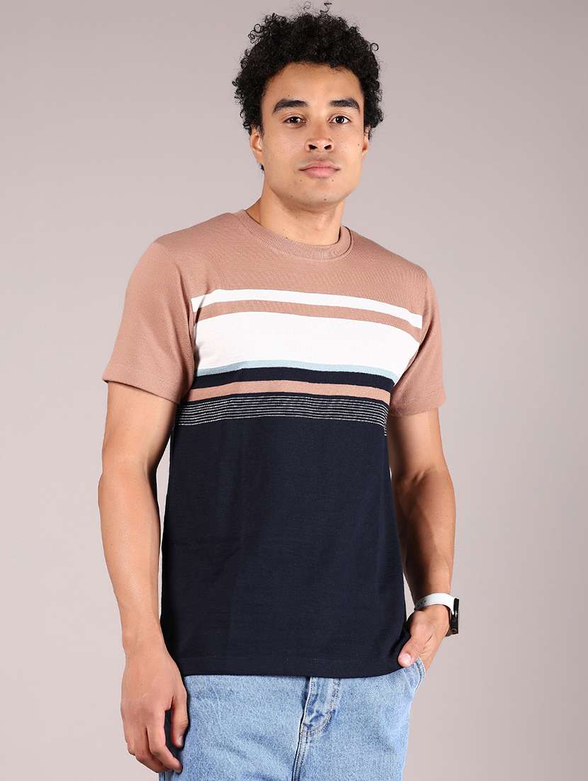 men color block short sleeve regular fit t-shirt - 21872298 - Standard Image - 1
