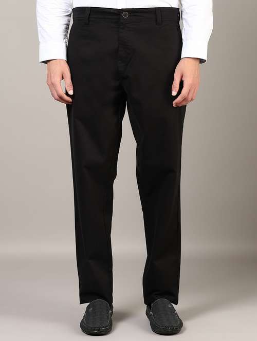 men solid mid rise straight fit chinos - 21872360 - Standard Image - 0