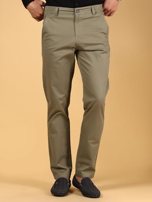 men solid md rise flat front casual chinos - 21872424 - Standard Image - 0