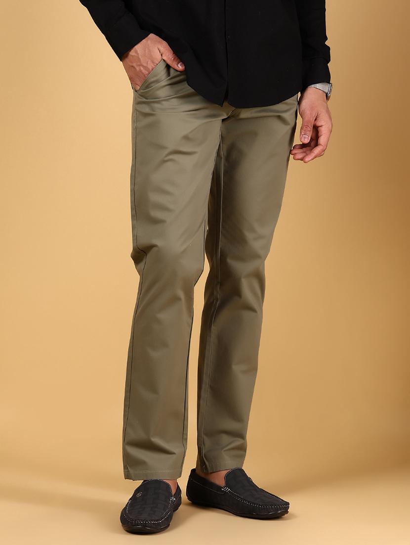 men solid md rise flat front casual chinos - 21872424 - Standard Image - 1