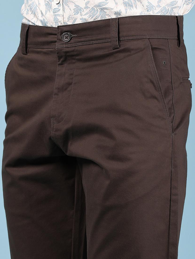 men solid md rise flat front casual chinos - 21872425 - Standard Image - 4