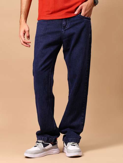 men solid mid rise baggy jeans - 21872442 - Standard Image - 0