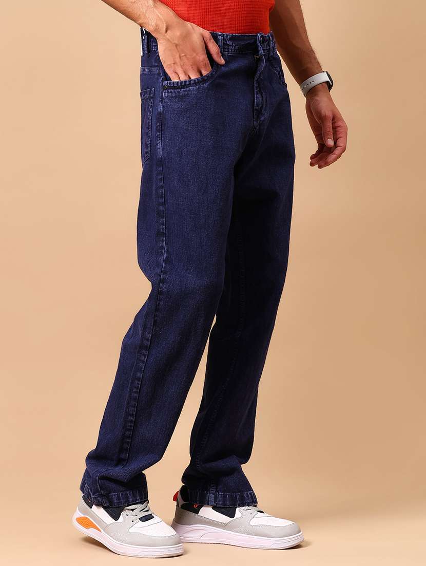 men solid mid rise baggy jeans - 21872442 - Standard Image - 1