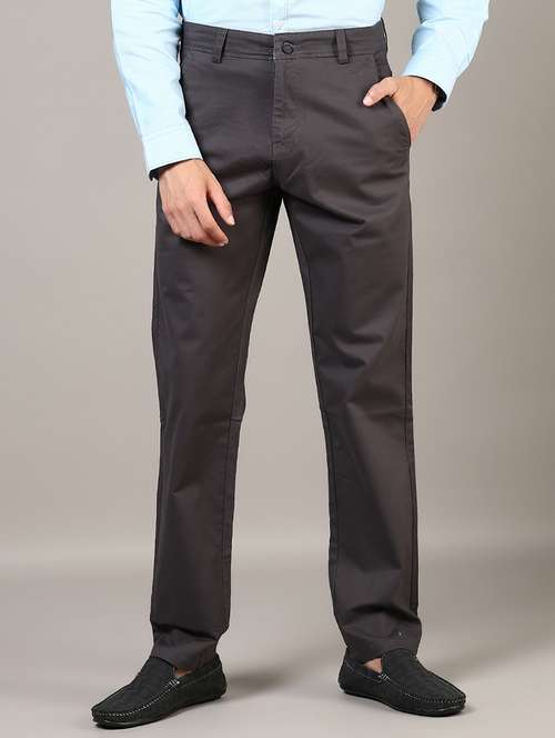 men solid md rise casual chinos  - 21872494 -  Standard Image - 0